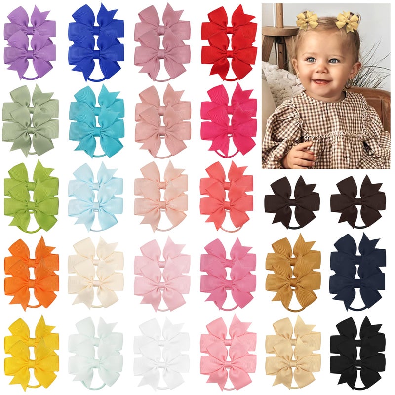 BBgifts 50PCS 2 Inches Baby Girls Hair Bows Ties Mini Pinwheel Boutique Elastic Hair Rubber Ribbon Hair Band Accessories for Kids Toddlers Infants - Image 1