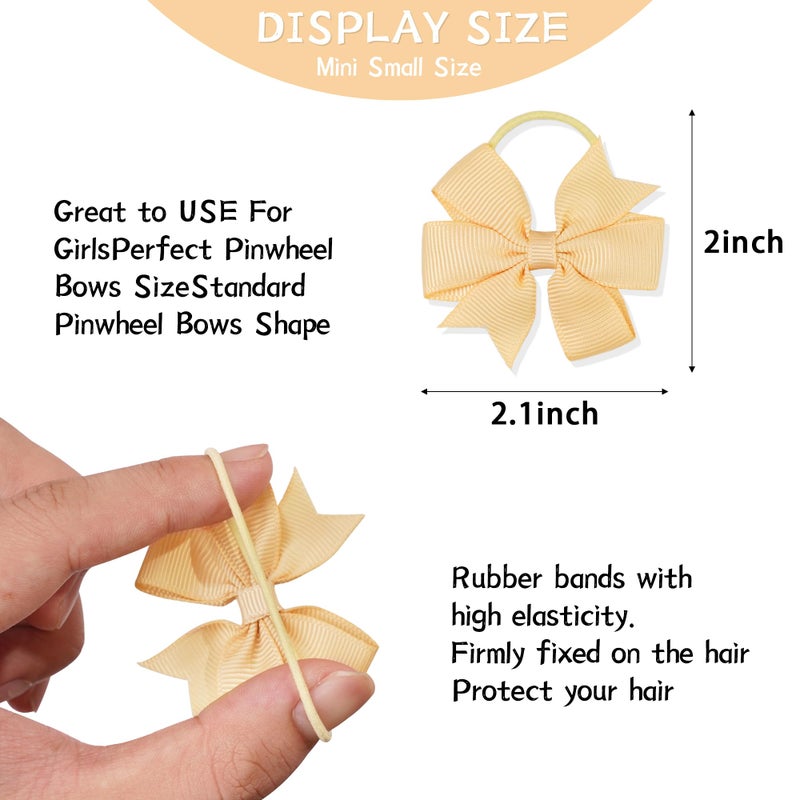 BBgifts 50PCS 2 Inches Baby Girls Hair Bows Ties Mini Pinwheel Boutique Elastic Hair Rubber Ribbon Hair Band Accessories for Kids Toddlers Infants - Image 2