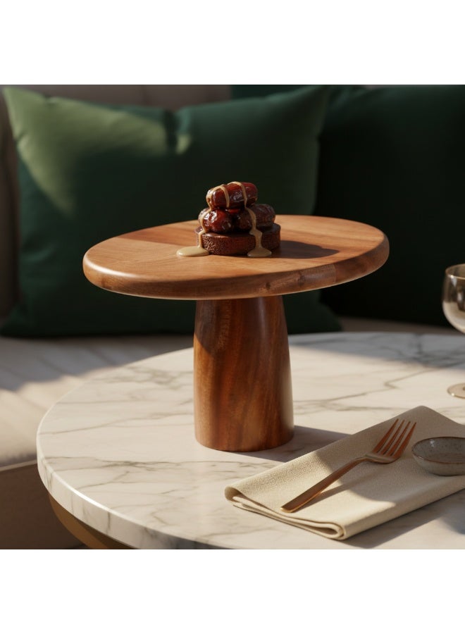 CASA HOME Luxury Solid Wood Dessert & Snack Serving Stand – Elegant Handcrafted Pedestal Tray for Dates, Nuts & Sweets - Image 2