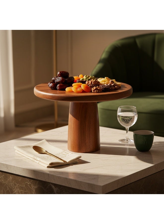 CASA HOME Luxury Solid Wood Dessert & Snack Serving Stand – Elegant Handcrafted Pedestal Tray for Dates, Nuts & Sweets - Image 3