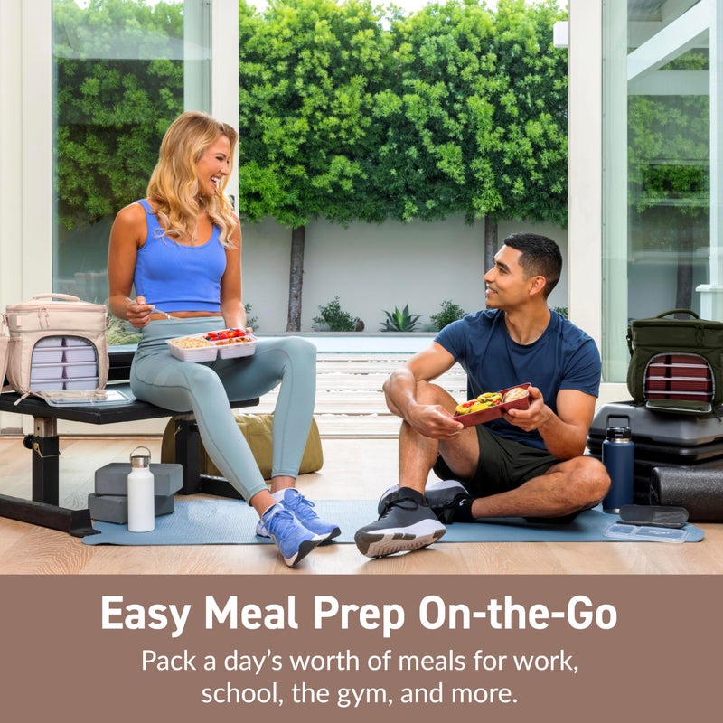 Bentgo Prep Deluxe Insulated Multimeal Bag - Lunch Box Bag, Holds 5 Meals, Premium Insulation up to 8 Hrs, Durable, Water-Resistant - Large Capacity For Adult Meal Prep (Sand) - Image 4