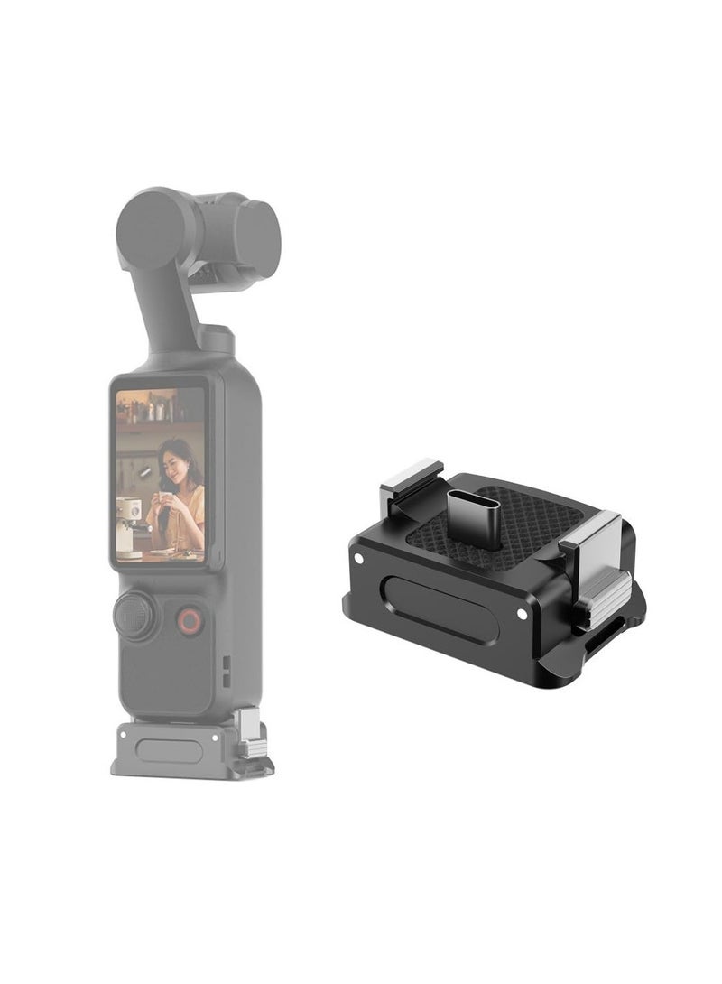 Excefore Charging Adapter Base for DJI OSMO Pocket 3, Desktop Charging Base with 1/4 Screw Hole, Type-C Charging Dock, Aluminum Alloy Stabilizer Base, Dual Interface Accessories (Black) - Image 1