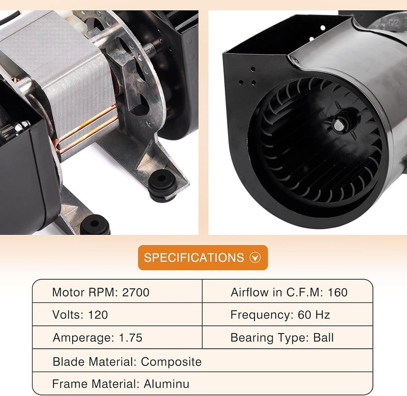 Adviace GFK-160 GFK-160A Fireplace Blower Fan Kit for Heat-N-Glo, Heat and Glow, Heat&Glo, Hearth and Home, Superior, Quadra-Fire Fireplaces, FAB-1600 FAB-1100 HB-RB168 1601881 950-3315 Blower Kit - Image 3