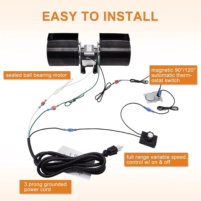 Adviace GFK-160 GFK-160A Fireplace Blower Fan Kit for Heat-N-Glo, Heat and Glow, Heat&Glo, Hearth and Home, Superior, Quadra-Fire Fireplaces, FAB-1600 FAB-1100 HB-RB168 1601881 950-3315 Blower Kit - Image 5