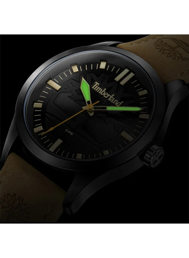 Timberland Rambush 42mm Men's Analog Watch with Wheat Leather Strap
