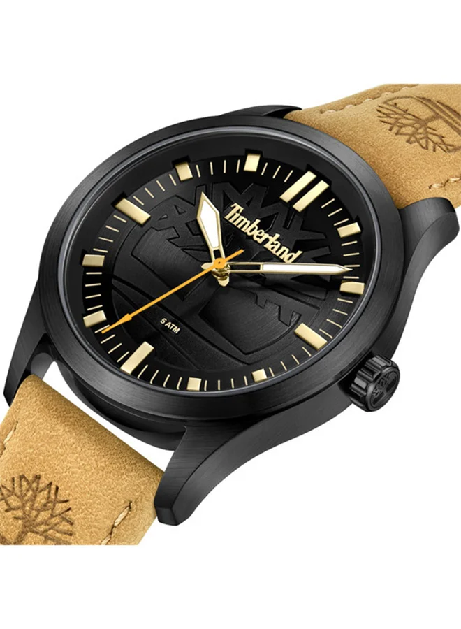 Timberland Rambush 42mm Men's Analog Watch with Wheat Leather Strap