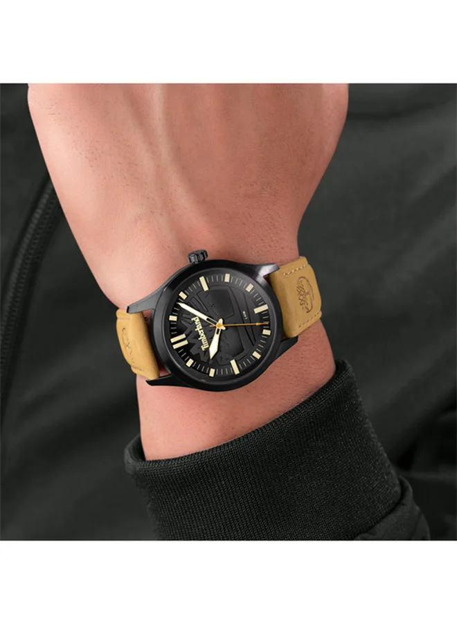 Timberland Rambush 42mm Men's Analog Watch with Wheat Leather Strap