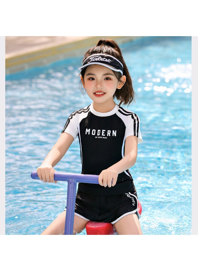 YouYou Children's Swimwear For Girls, Professional Two-piece Swimsuit With Double-layer Bottom, 2025 New Winter Swimwear For Girls - Image 3