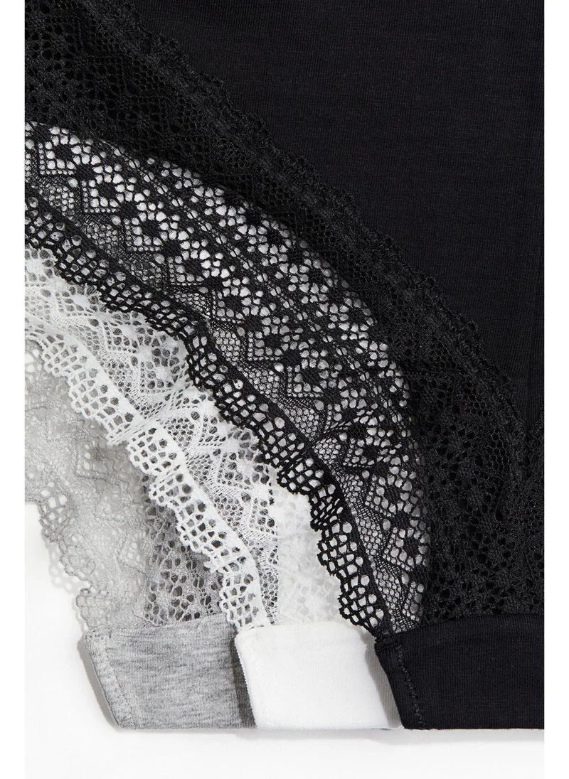 H&M 3-pack cotton and lace hipster briefs