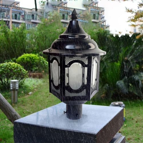 Lyse Decor Outdoor Gate Lamp Waterproof, Decorative Gate Light, Exterior Light, Gate Lamp for Main Gate (Metal & Glass, Black) (Pack of 2) - Image 4