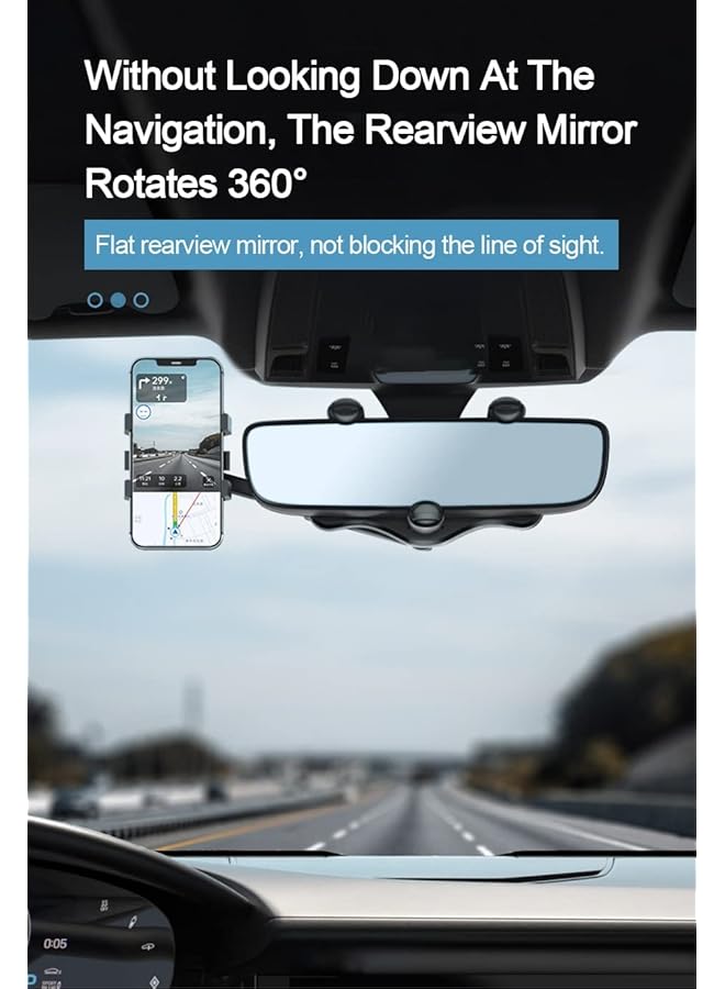 شواي حامل هاتف للسيارة، حامل هاتف قابل للدوران والسحب، حامل هاتف محمول في مرآة الرؤية الخلفية للسيارة، حامل هاتف قوي مناسب لجميع الهواتف المحمولة، أسود - Image 4
