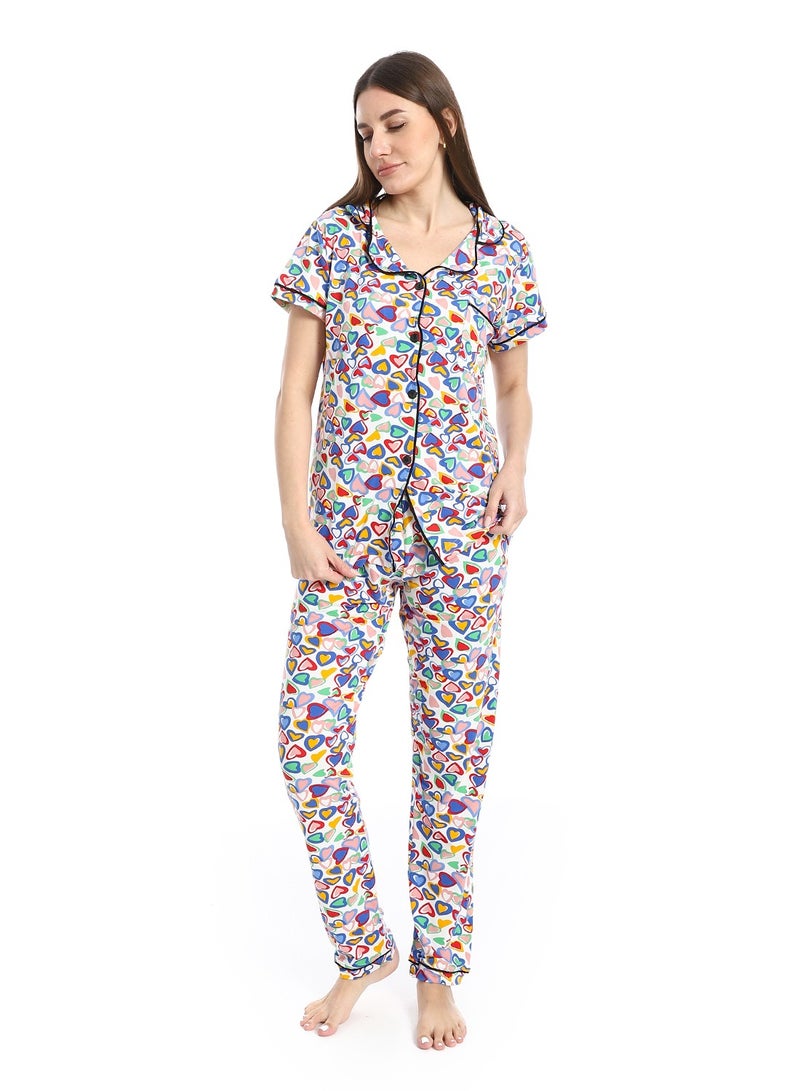 Caesar Women's two-piece pajamas with front buttons - Image 1
