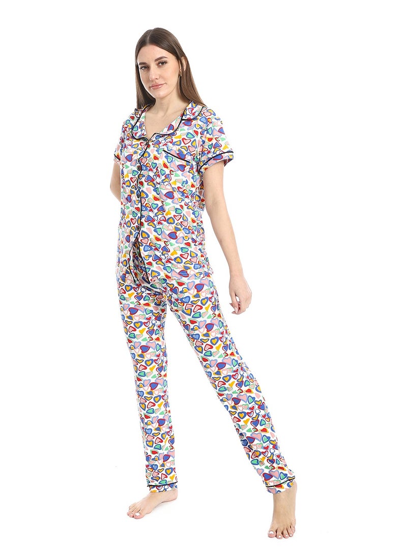 Caesar Women's two-piece pajamas with front buttons - Image 3