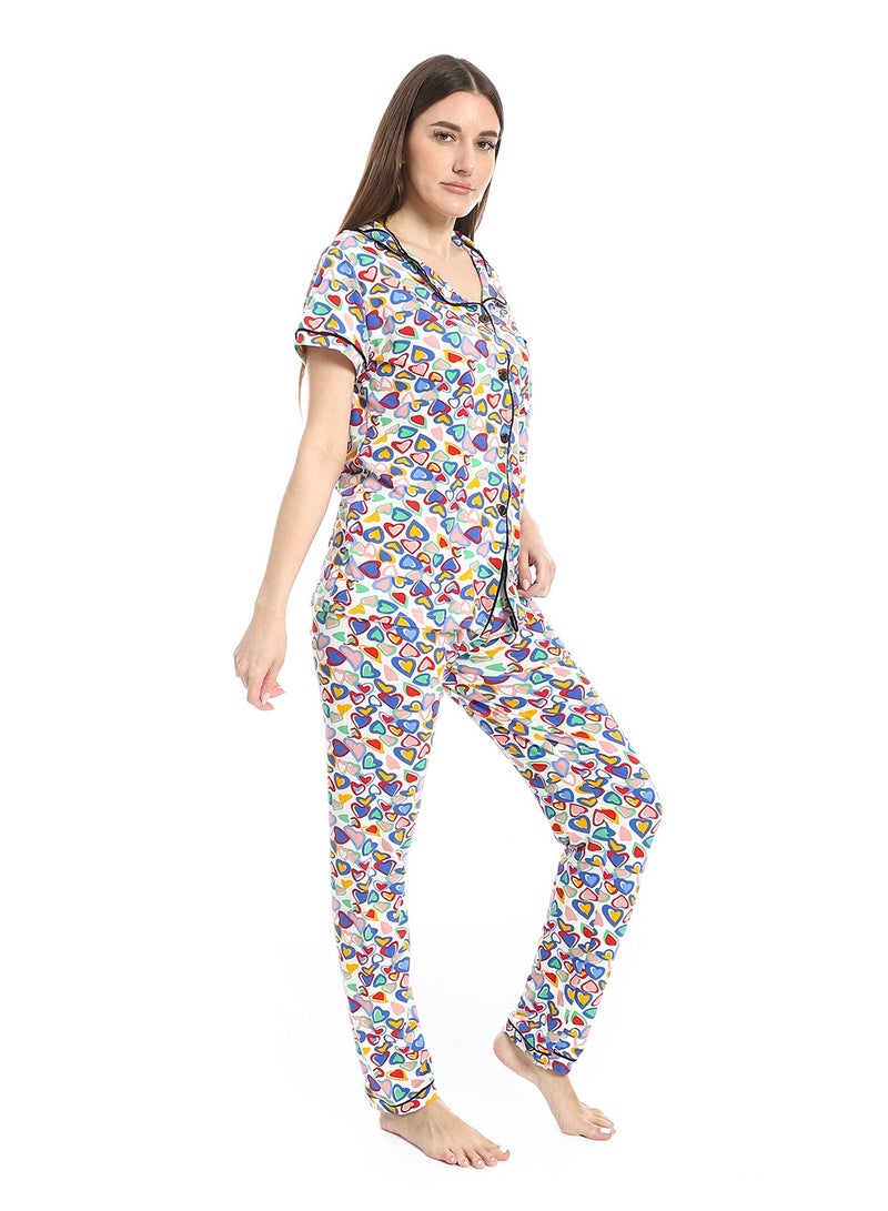 Caesar Women's two-piece pajamas with front buttons - Image 4