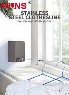 UNUNS Retractable Clothesline,Double Line Heavy Duty Clothes Drying Laundry Line,ABS Case+Aluminum Clothes Drying Wire Rope With Adjustable 4.2m Stainless Steel Line,Wall Mounted Space-Saver Drying Line  - Image 2