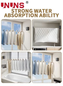 UNUNS Retractable Clothesline,Double Line Heavy Duty Clothes Drying Laundry Line,ABS Case+Aluminum Clothes Drying Wire Rope With Adjustable 4.2m Stainless Steel Line,Wall Mounted Space-Saver Drying Line  - Image 5