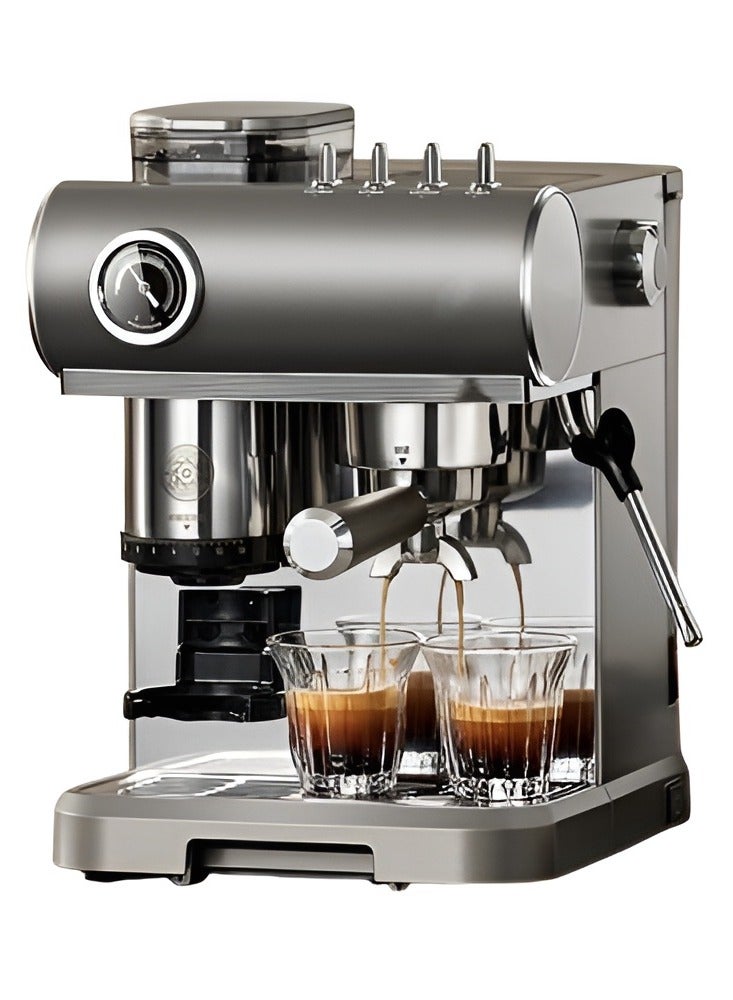 ميباشي ماكينة قهوة إسبريسو مع مطحنة 19 بار - مضخة بخار عالية الضغط، صانع كريما مثالي، ماكينة إسبريسو بكوبين مع خافق حليب وملحقات، من الفولاذ المقاوم للصدأ - Image 1
