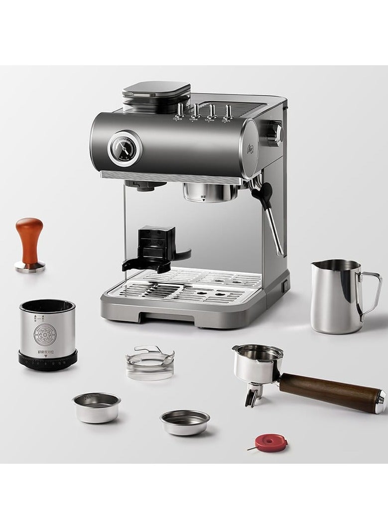 ميباشي ماكينة قهوة إسبريسو مع مطحنة 19 بار - مضخة بخار عالية الضغط، صانع كريما مثالي، ماكينة إسبريسو بكوبين مع خافق حليب وملحقات، من الفولاذ المقاوم للصدأ - Image 2
