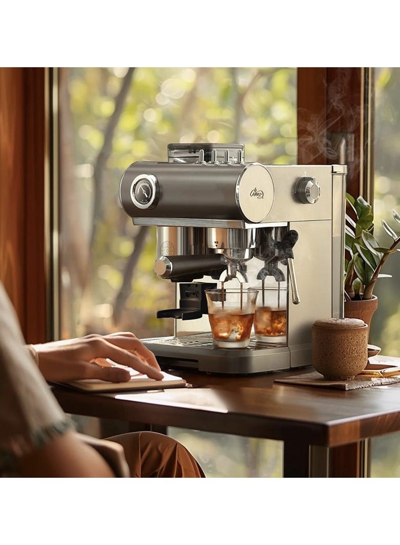 ميباشي ماكينة قهوة إسبريسو مع مطحنة 19 بار - مضخة بخار عالية الضغط، صانع كريما مثالي، ماكينة إسبريسو بكوبين مع خافق حليب وملحقات، من الفولاذ المقاوم للصدأ - Image 5