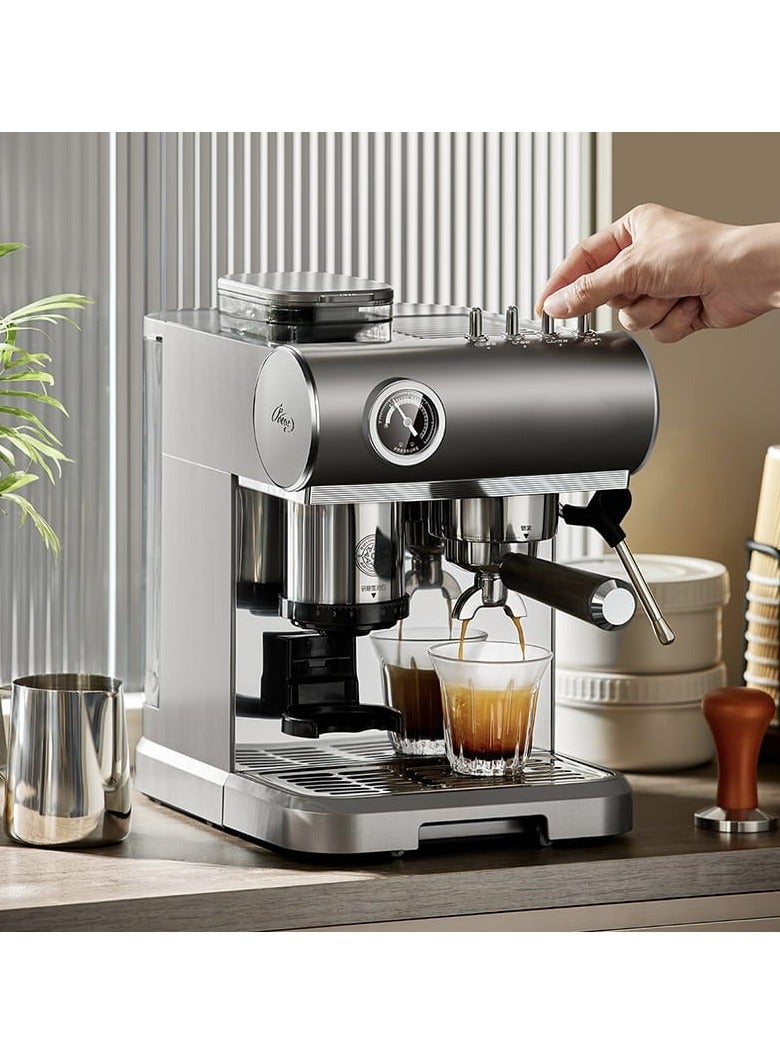 ميباشي ماكينة قهوة إسبريسو مع مطحنة 19 بار - مضخة بخار عالية الضغط، صانع كريما مثالي، ماكينة إسبريسو بكوبين مع خافق حليب وملحقات، من الفولاذ المقاوم للصدأ - Image 4