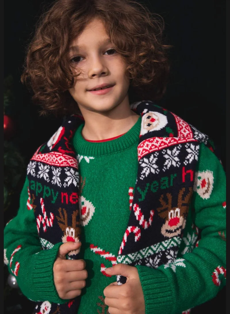 DeFacto New Year Boy Crew Neck Long Sleeve Tricot Pullover