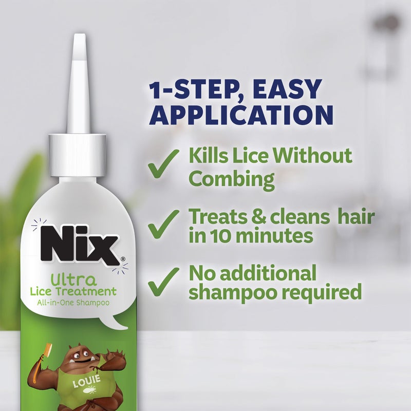 Nix Lice Treatment & Prevention Kit, All-in-One Shampoo, 4 fl oz, with Lice Removal Comb and Lice Prevention Daily Leave-in Spray, 6 fl oz - Image 2