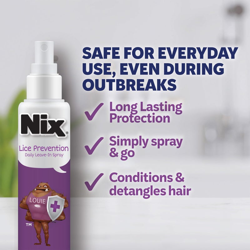 Nix Lice Treatment & Prevention Kit, All-in-One Shampoo, 4 fl oz, with Lice Removal Comb and Lice Prevention Daily Leave-in Spray, 6 fl oz - Image 3
