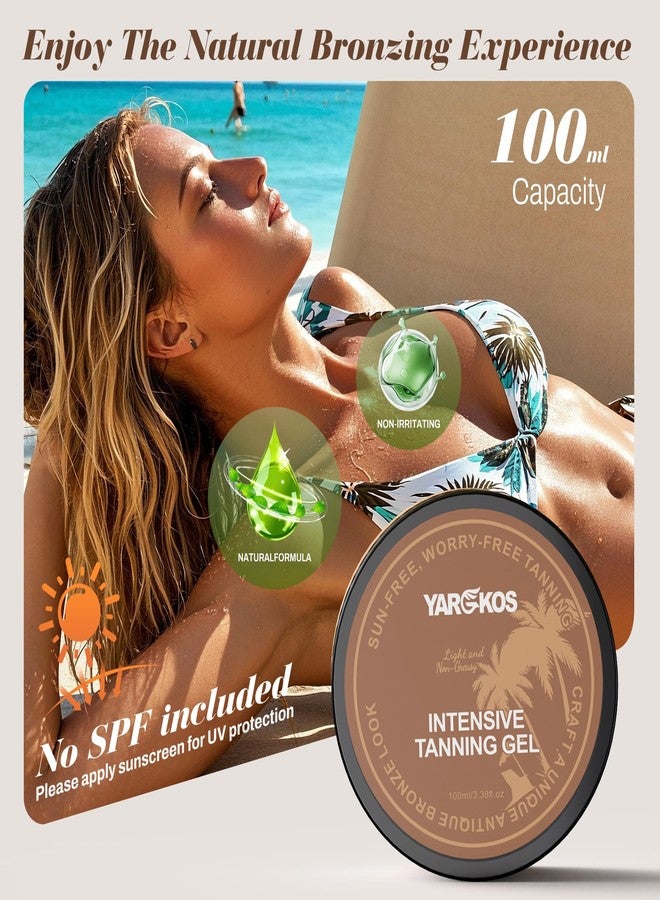 Yargkos Intensive Tanning Gel, Self Tanner Tanning Lotion, Browning & Bronzing Tan Accelerator, Sunless Tanner for Fake Tan for Women Men, Gradual Tanning Moisturizer, Coconut Aroma, 3.38 Fl Oz - Image 2