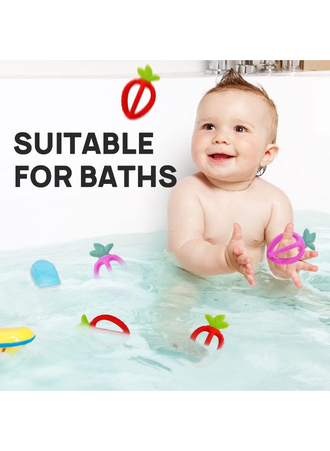 إي سي في في ألعاب تسنين للأطفال، عضاضة سيليكون على شكل فراولة من سي واي للأطفال، سهلة الإمساك، عضاضات سيليكون خالية من مادة BPA للأطفال بعمر 3 أشهر، هدية مثالية للرضع والفتيات. - Image 3