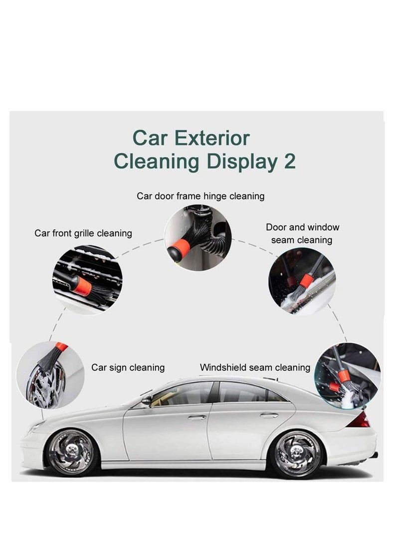 Excefore Car Detailing Brushes Set with Car Wash Mitt - Automotive Detail Cleaning Brushes Auto Car Detail Cleaning Brushes for Cleaning Engine Bay, Wheels, Emblems, Leather, Air Vents  - Image 2