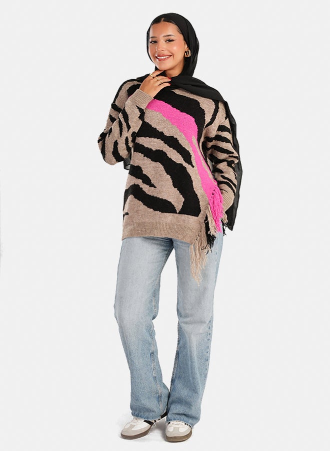 Carina Knitted Pullover with Side Fringes - Image 3