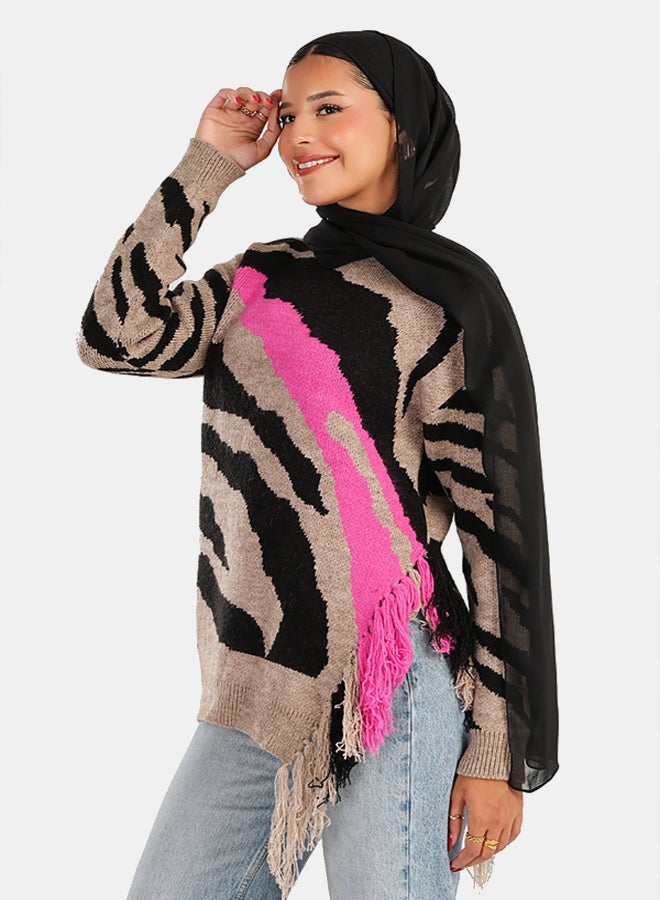 Carina Knitted Pullover with Side Fringes - Image 2