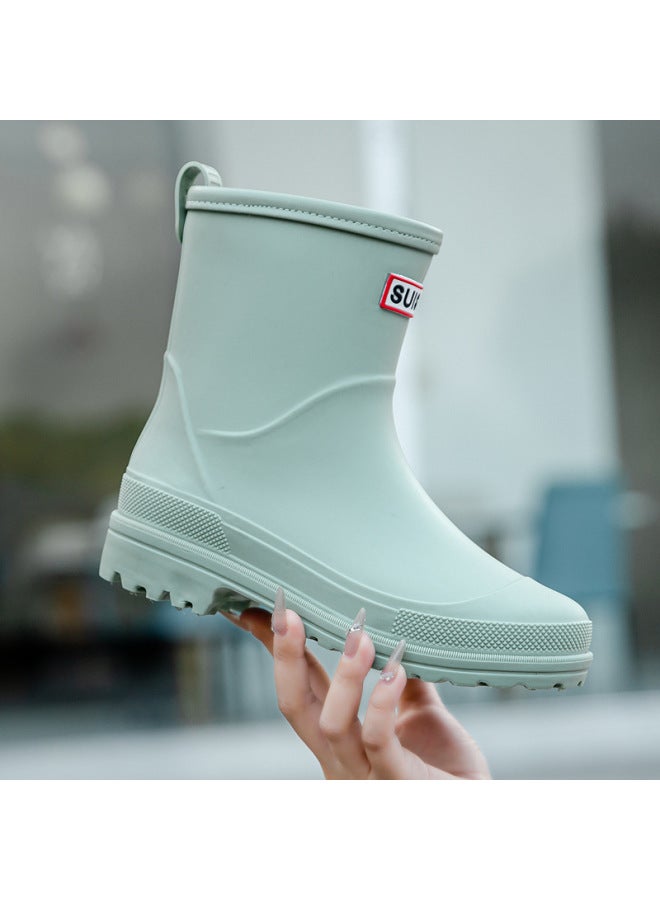 New Ladies Mid-tube Rain Boots Women's Non-slip Edging Rain Boots Anti-wear Shoes Lightweight Rubber Shoes