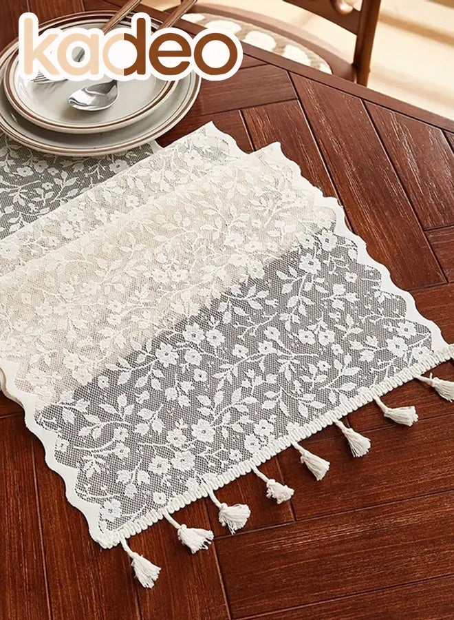 kadeo Lace Dining Table Runner with Tassels, Flower Boho, Vintage Rustic Fall Table Decorations for Weddings, Queues, Restaurant Decorations 30*220CM - Image 5