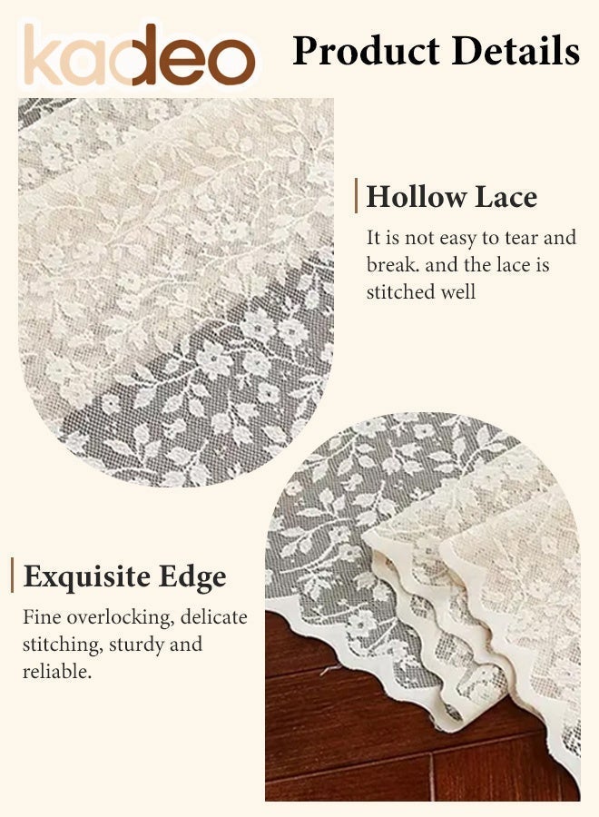 kadeo Lace Dining Table Runner with Tassels, Flower Boho, Vintage Rustic Fall Table Decorations for Weddings, Queues, Restaurant Decorations 30*220CM - Image 4