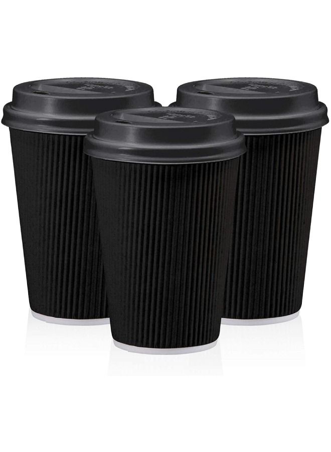 Disposable Ripple Coffee Cup 12 Oz With Lid Suitable For Home, Office, Restaurants Use Pack of 50 Pieces 