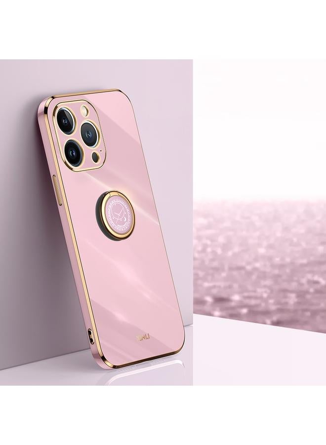 S-TOP Case For iPhone 13 Pro XINLI Straight Edge 6D Electroplate TPU Phone Case with Ring Holder - Image 1