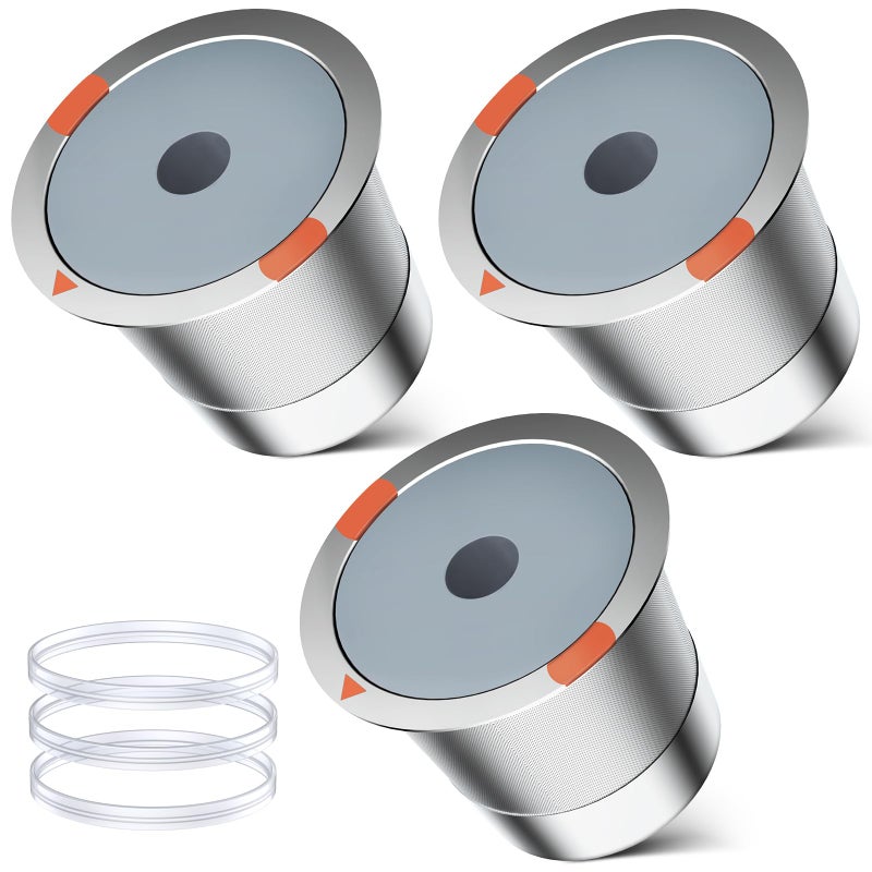 NOALTO Reusable k Cup Coffee Filters,Universal stainless steel Refillable k Cups Filter Use for Keurig 2.0 and 1.0 Coffee Makers-brewers (3pack) - Image 1