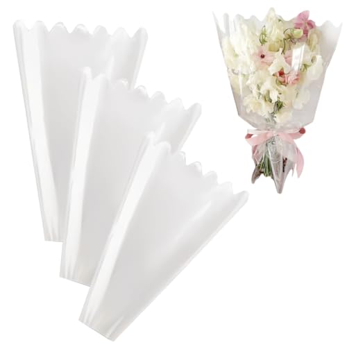 BBJ WRAPS Clear Flower Bags For Bouquets Waterproof And Durable Bouquet Sleeves For Florists Flower Cellophane Bags For Florist Arrangements Supplies 12x3x16 Inch 100 CountsM