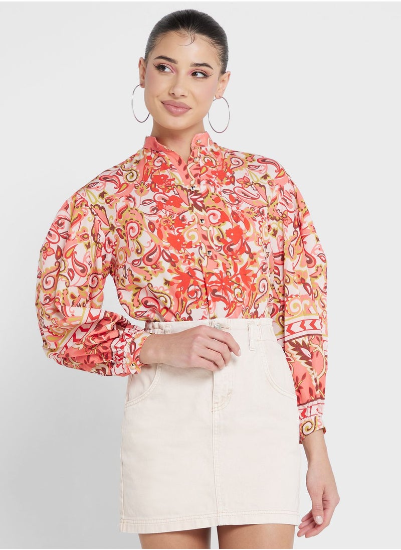 Ginger - Urban Minx Printed Button Down Shirt - Image 1