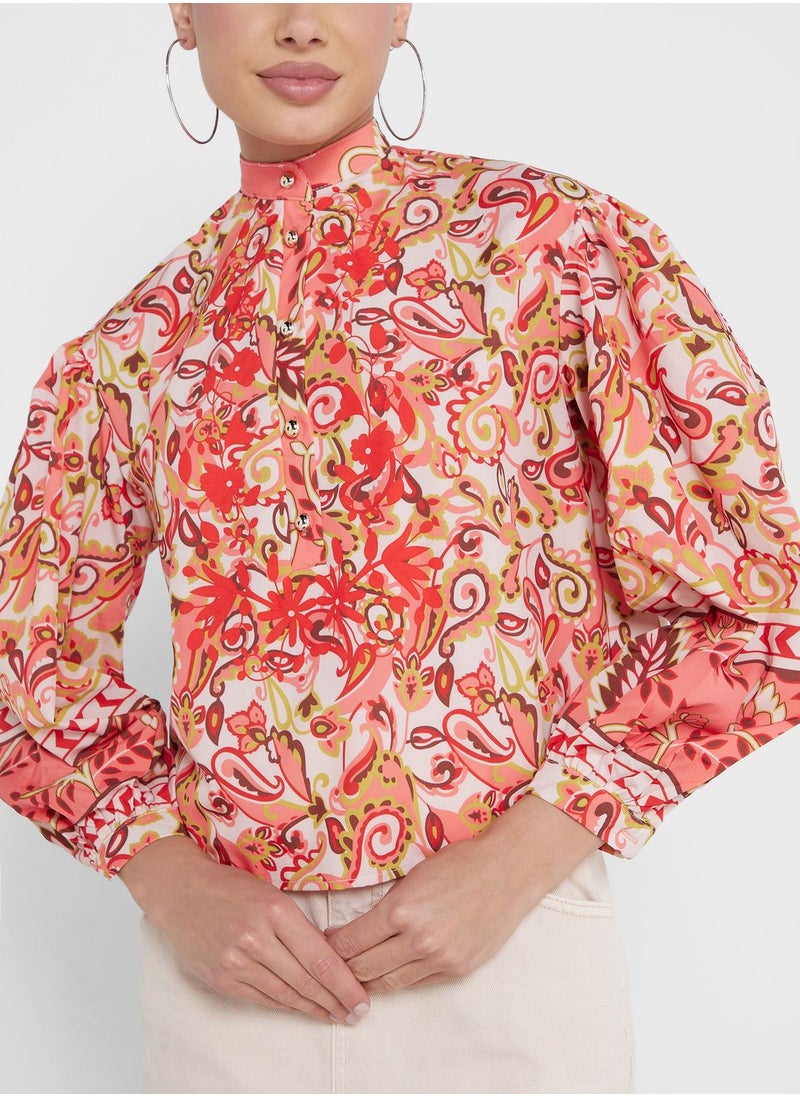 Ginger - Urban Minx Printed Button Down Shirt - Image 1