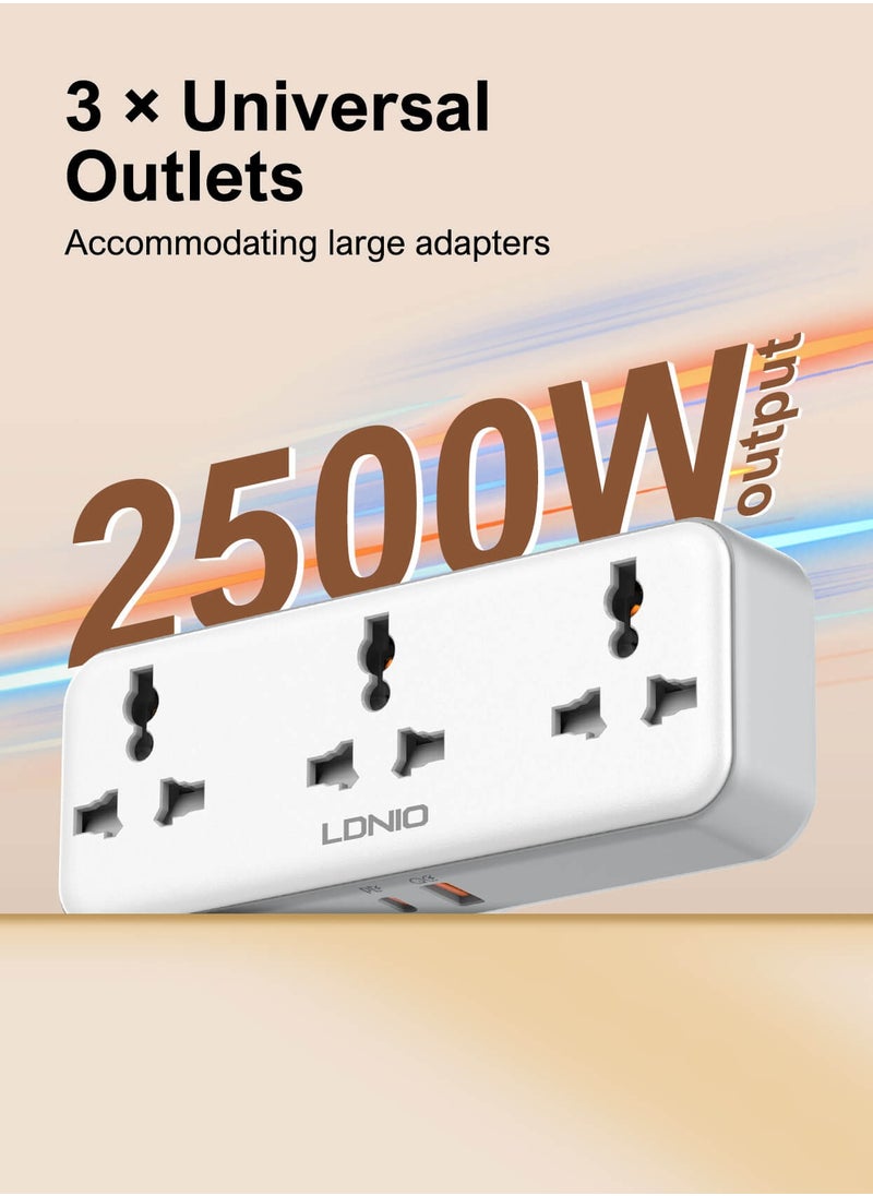 LDNIO - 3 Power Socket Extension with Type C PD Port and USB QC3.0 fast charging Port Rotatable power strip - Image 1