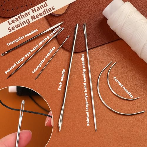 Ftyiwu Waxed Thread, Upholstery Needle and Thread 32 Yards with 7PCS Hand Sewing Needles for Home Upholstery Carpet Canvas Repair Leather Sewing (Black) - Image 3