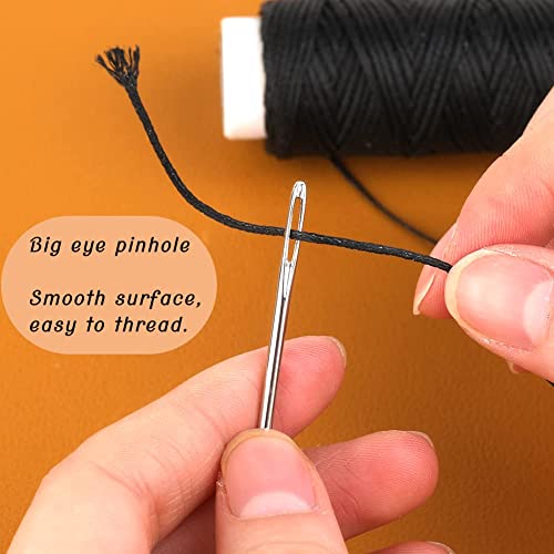 Ftyiwu Waxed Thread, Upholstery Needle and Thread 32 Yards with 7PCS Hand Sewing Needles for Home Upholstery Carpet Canvas Repair Leather Sewing (Black) - Image 5