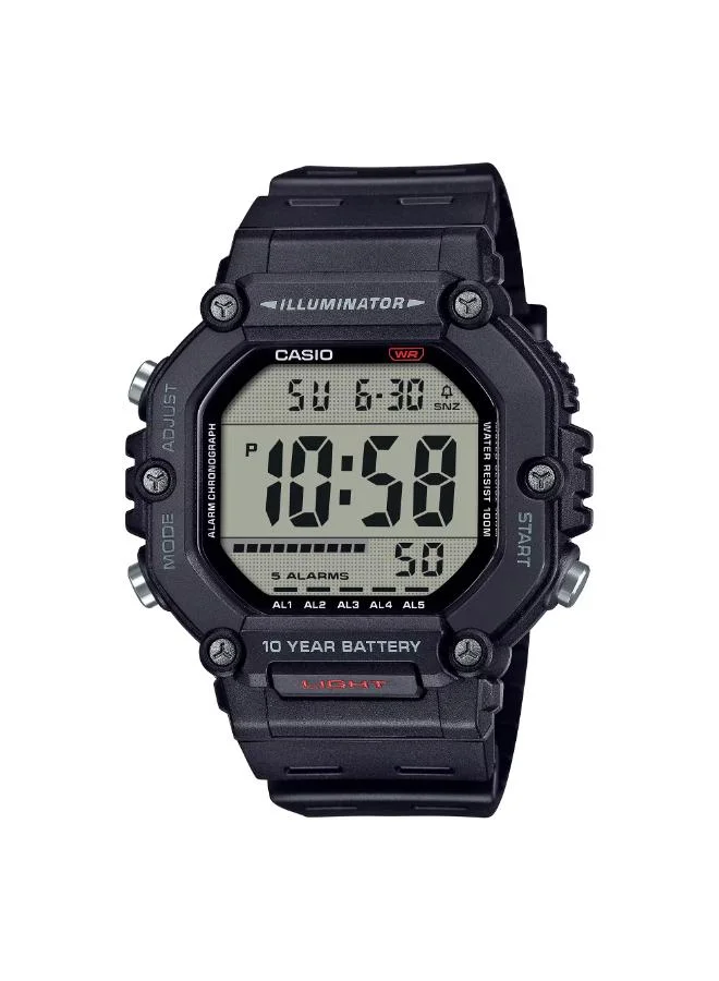 كاسيو Men's Resin Digital Watch AE-1600H-1AVDF - 49.7 mm