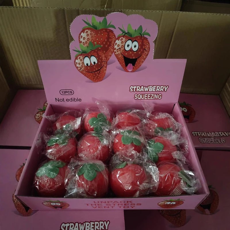 Simulated Strawberry Squishy Toy TPR Stress Relief - Image 1