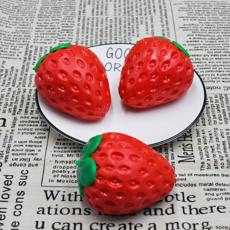 Simulated Strawberry Squishy Toy TPR Stress Relief - Image 2