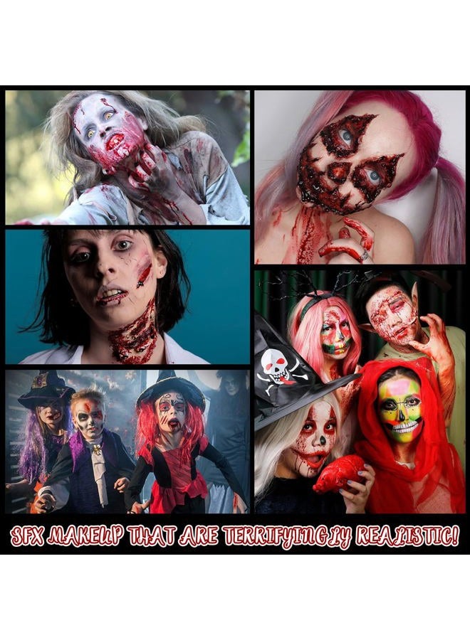 CHASPA Halloween Liquid Latex Special Effects SFX Makeup Kit - Scar Wax + 2 Btl Liquid Latex + 2 Btl Fake Blood + Spatula Tool + 2Pcs Stipple Sponge + 4Pcs Makeup Sponges + Cotton Swabs - Image 3