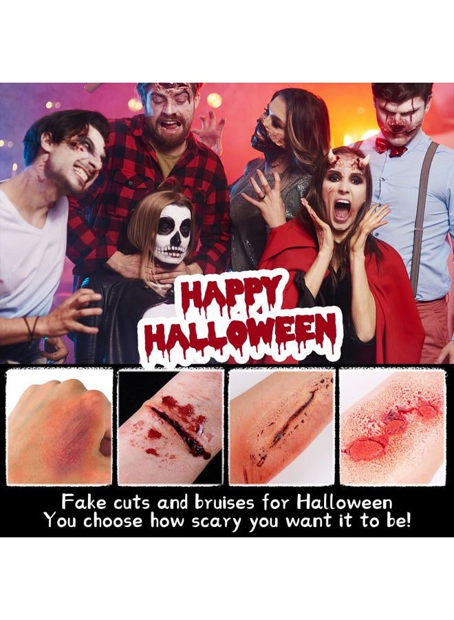 CHASPA Halloween Liquid Latex Special Effects SFX Makeup Kit - Scar Wax + 2 Btl Liquid Latex + 2 Btl Fake Blood + Spatula Tool + 2Pcs Stipple Sponge + 4Pcs Makeup Sponges + Cotton Swabs - Image 4
