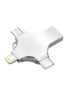 Generic Cross Usb Mobile Phone Disk U Disk Metal Large Capacity U Dual-use Four-in-one U Disk Multi-function Computer-Color:Light Gray-Capacity:128GB  - Image 1